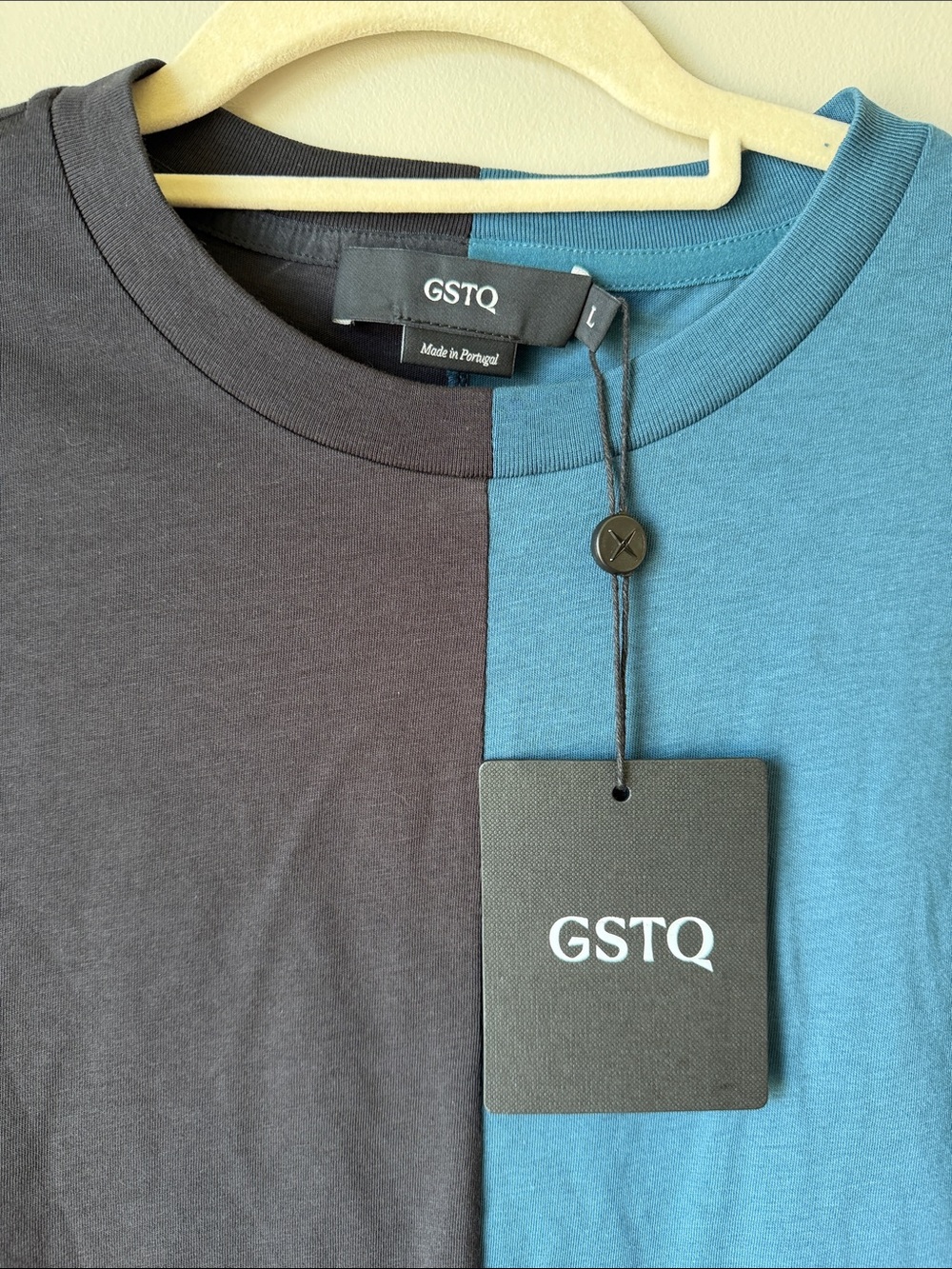 GSTQ Slate Blue / Black Colorblock Short Sleeve Mens Size Large - Picture 3 of 9